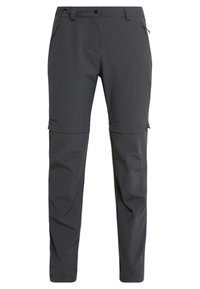 Grå utomhusbyxor i lätt, vattenavvisande material. Funktioner inkluderar fickor med dragkedja och en avsmalnande design.