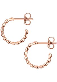 Rožinio aukso auskarai su karoliukų dizainu, su saugiais užsegimais ir drugelio uždarymu. Lygus paviršius ir apvalios formos.