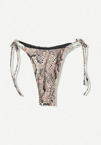 Kopalke z uzorcem kače, z nastavljivimi vezalkami, gladko teksturo, nizkim pasom in kontrastnim črnim elastičnim pasom.