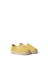 Gula espadrilloskor i textil med slip-on design, som har en vävd jutesula och ett strukturerat tygovandel.