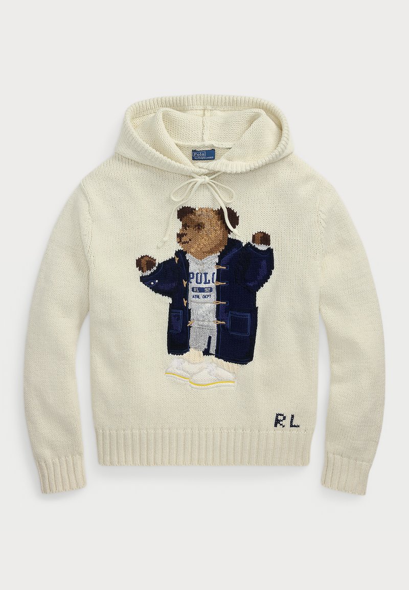 Polo Ralph Lauren POLO BEAR HOODED SWEATER - Jersey con capucha - parchment cream