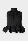 LUNE HALTERNECK FRILLED BLOUSE - Blúz - black