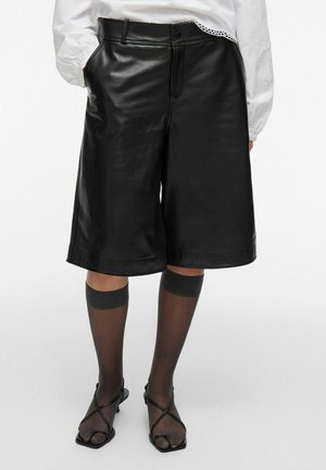 MID-WAIST - Leren broek - meteorite