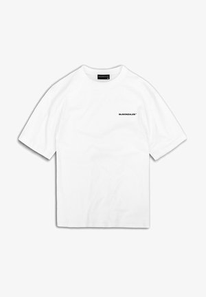 T-shirt bianco a maniche corte in cotone con taglio dritto. Presenta un piccolo logo nero sulla zona sinistra del petto.