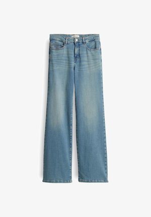 Jeans in denim a gamba ampia di colore azzurro chiaro, con una finitura sbiadita, design a cinque tasche e chiusura con bottone in vita. Materiale misto cotone.