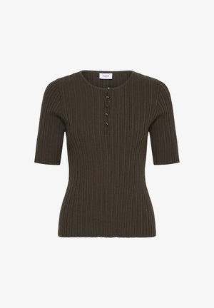 Saint Tropez, SIGRIDASZ SS PULLOVER - T-shirts basic - chocolate brown