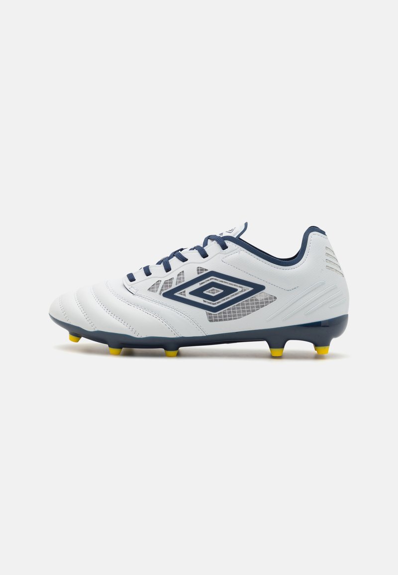 Umbro TOCCO IV PREMIER FG - Scarpe da calcio per terreni duri - white/poseidon/blazing yellow