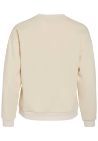 Crème-kleurige sweatshirt met een ronde halslijn, verlaagde schouders en geribde manchetten. Zachte textuur en een ontspannen pasvorm met een minimalistisch ontwerp.