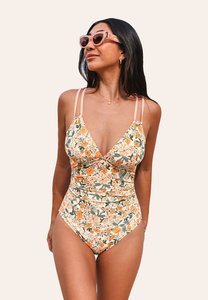 Cupshe Jednodílné plavky - yellow floral