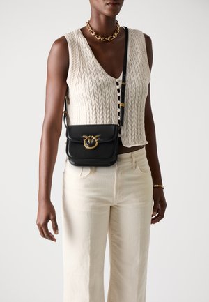LOVE ONE BOX MINI - Cross body bag - nero/antique gold-coloured
