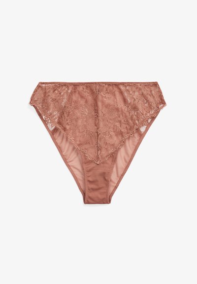 Ruske pitsi- ja verkkohousut, joissa on kukkakuosiset etupaneelit, sileä vyötärönauha ja kontrastivärinen takapaneeli.