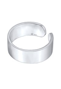 Sterling silverarmband med en polerad yta, öppen design och släta kanter. Märkt med "925" för äkthet.