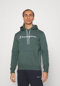 Champion CLASSIC HOODED LARGE LOGO - Felpa in pile - green