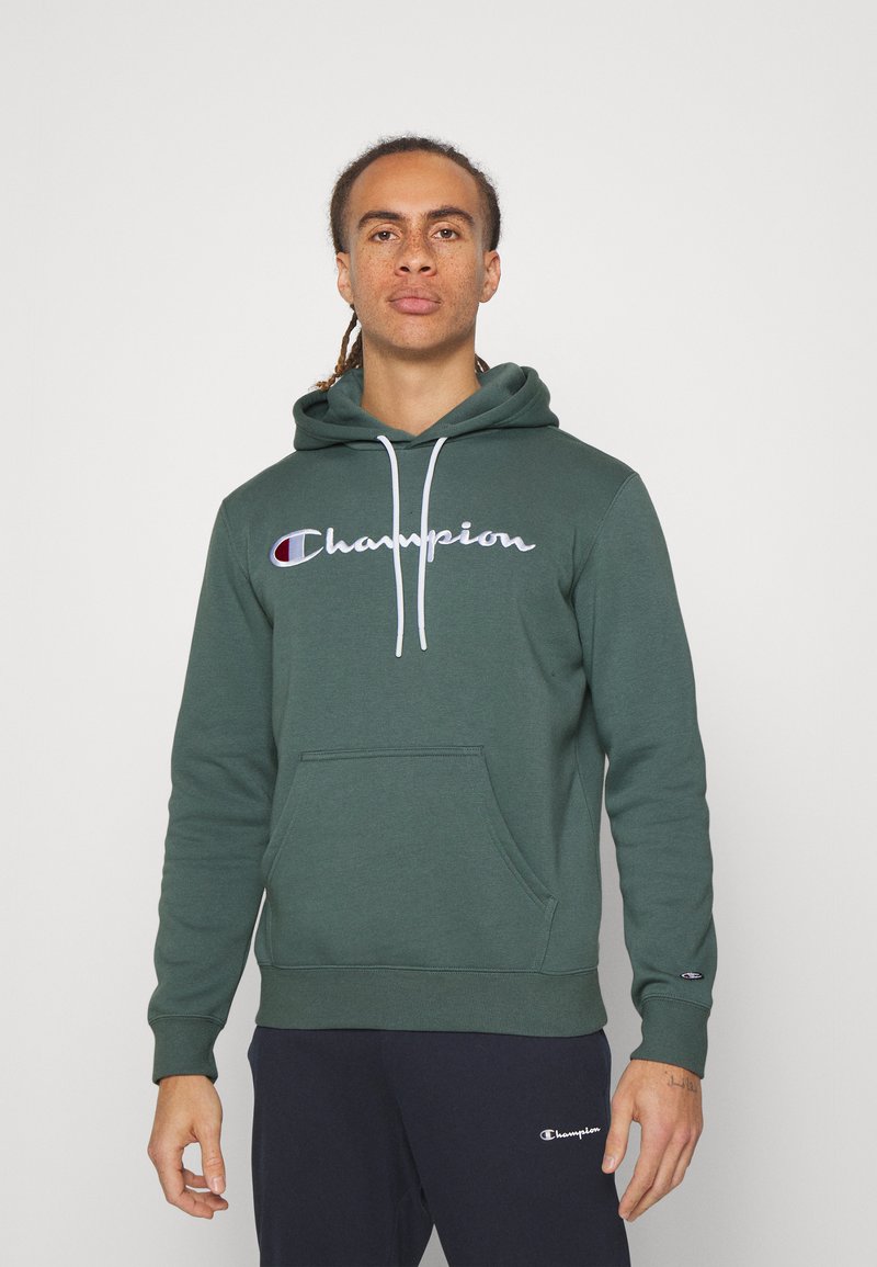 Champion - CLASSIC HOODED LARGE LOGO - Fleece jumper - green, Enlarge