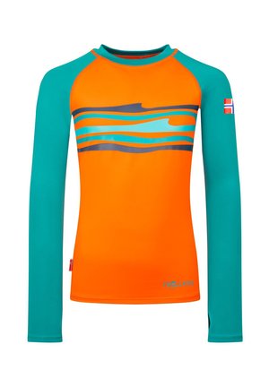 TROLLKIDS, KIDS HAUKLAND SHIRT UNISEX - Rash vest - bright orange/lake blue
