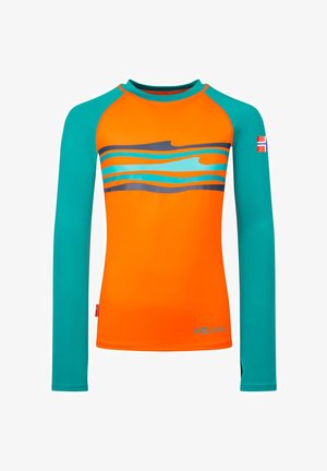 TROLLKIDS, KIDS HAUKLAND SHIRT UNISEX - Rash vest - bright orange/lake blue