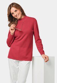 GOLDNER KUSCHELWEICHER MIT KRAGEN - Strickpullover - coral