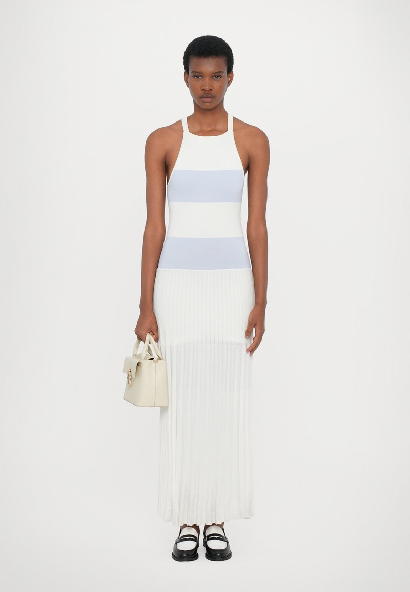 open lace back dress Pleated Halter Neck Asymmetrical Hem Gown
