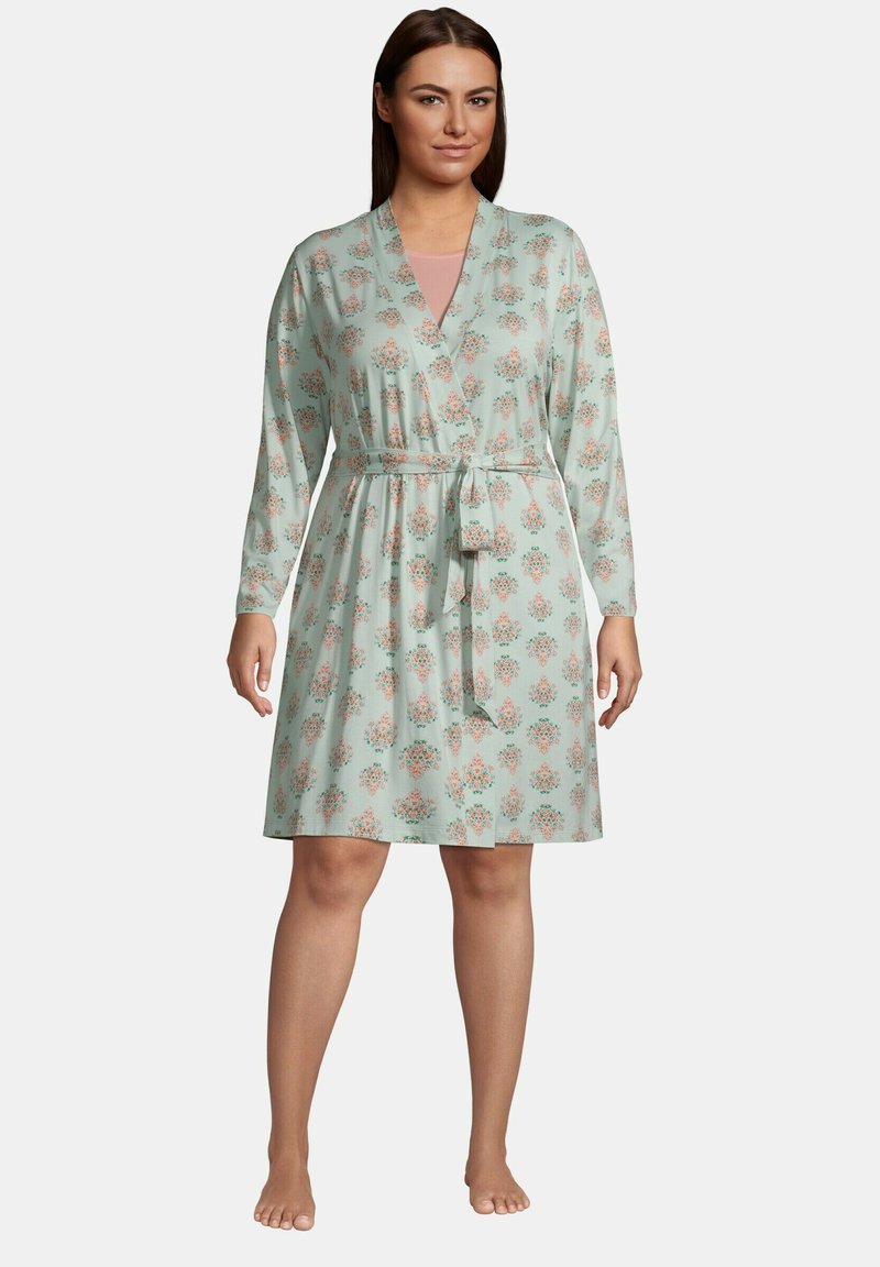 Lands end plus size bekleidung badjas soft sea green floral groen