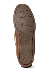 Braune Leder Schuhe mit einer flexiblen Gummisohle. Verfügt über ein strukturiertes Muster und ein filigranes Profildesign. Verstärkte Nähte entlang der Kanten.