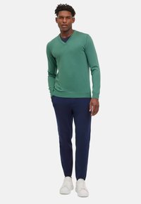 FALKE BASIC NEW MERINO V-NECK - Strickpullover - caiman