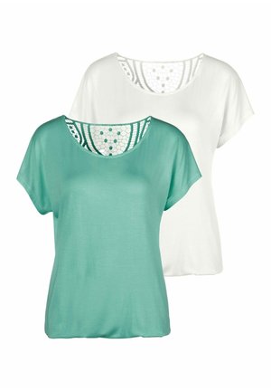 LASCANA, 2 PACK - T-Shirt print - mint + creme