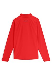 Rotes Langarmshirt aus leichtem Stoff mit hohem Kragen. Verfügt über Raglanärmel und ein dezentes Strukturmuster, "SPYDER"-Logo auf der Rückseite.
