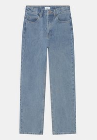 Lys blå denim jeans med høj talje og lige ben. Har fem lommer, lukning med knap og dobbeltstikninger.