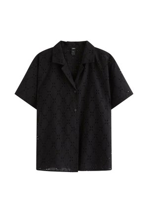 Lindex, LINDEX SHIRT WITH BRODERIE ANGLAISE LINDEX - Skjortebluser - black