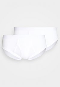 Hvidt bomuldsundertøjssæt bestående af to par. Har en glat tekstur, medium taljeelastik og et klassisk brief-design uden mønstre.