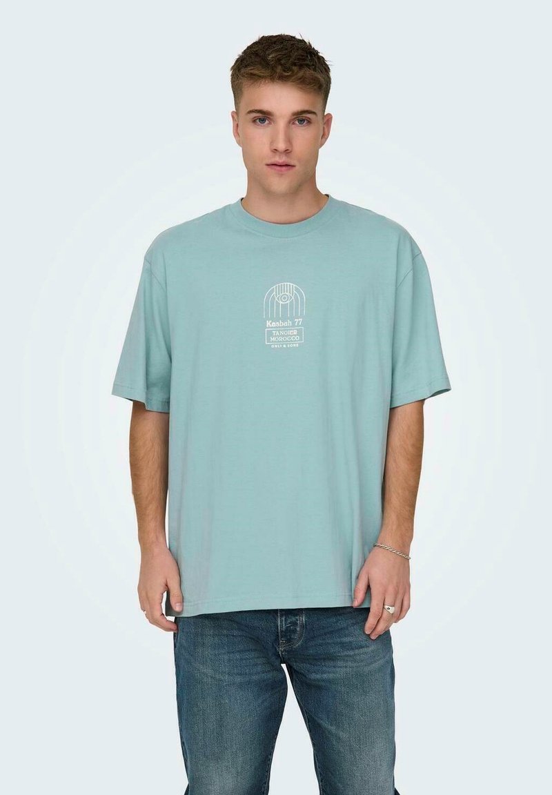 Only & Sons 2ER-SET RUNDHALS KURZARM - Print T-shirt - grau-blau