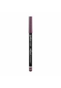 Matita per eyeliner viola con un tappo glitterato e corpo nero, etichettata "eyeliner" e contrassegnata con il numero "09" alla base.