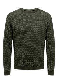 Only & Sons - LEGERER FEIN GEPUNKTETER LONGSLEEVE - Strickpullover - grün Thumbnail-Bild 1