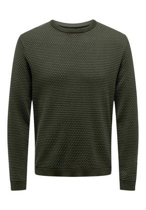 LEGERER FEIN GEPUNKTETER LONGSLEEVE - Trui - grün