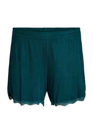 Sinised puuvillased lühikesed püksid soonilise tekstuuriga, ääres pitsdetail. Elastne vöökoht mugavuse tagamiseks.