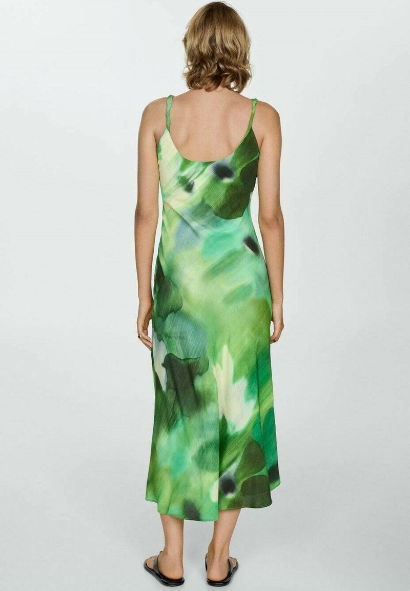 green emerald velvet dress Mango Lace Cut-out Long Silk Slip Dress