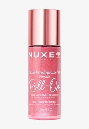 Nuxe Huile Prodigieuse Florale Roll-On multi-inzetbare droge olie in een transparante roze fles van 60 ml met roségouden dop.