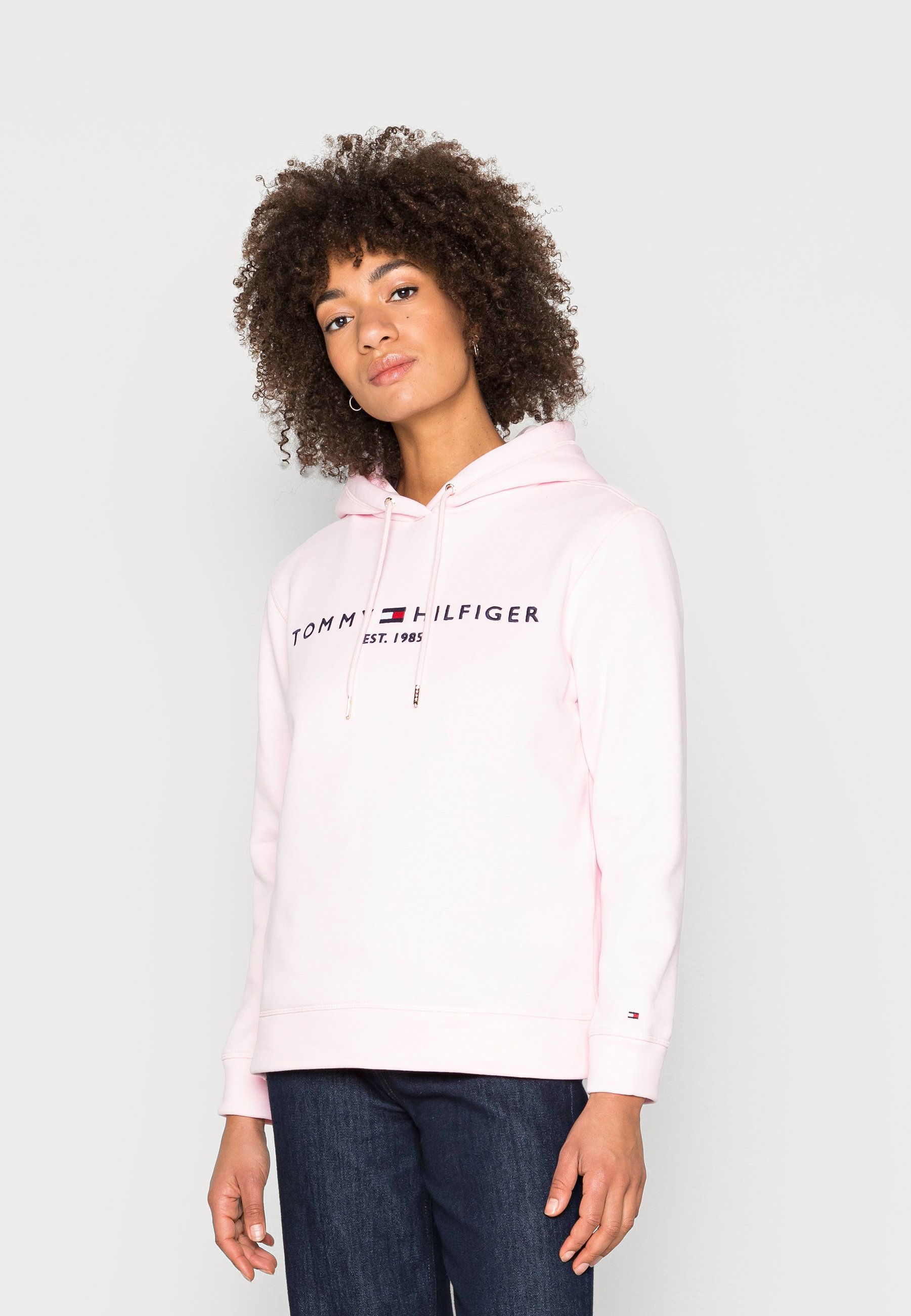 Light pink tommy hilfiger hoodie Clearance