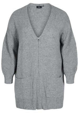 Zizzi REISSVERSCHLUSS UND TASCHEN - Kardigan - medium grey melange