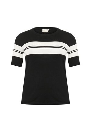 Kaffe Curve LIZZY STRIPED - Print T-shirt - black   chalk stripe