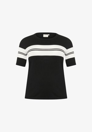 Kaffe Curve LIZZY STRIPED - T-shirt imprimé - black   chalk stripe