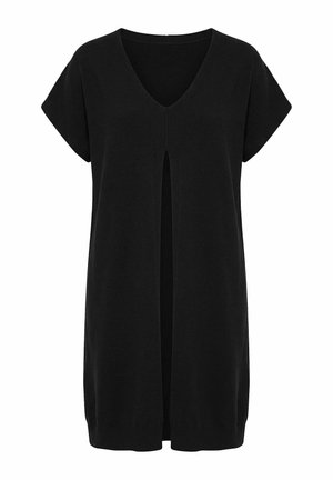 Ulla Popken, LONG SPLIT FRONT CAP SLEEVE SWEATER VEST - T-shirts basic - black