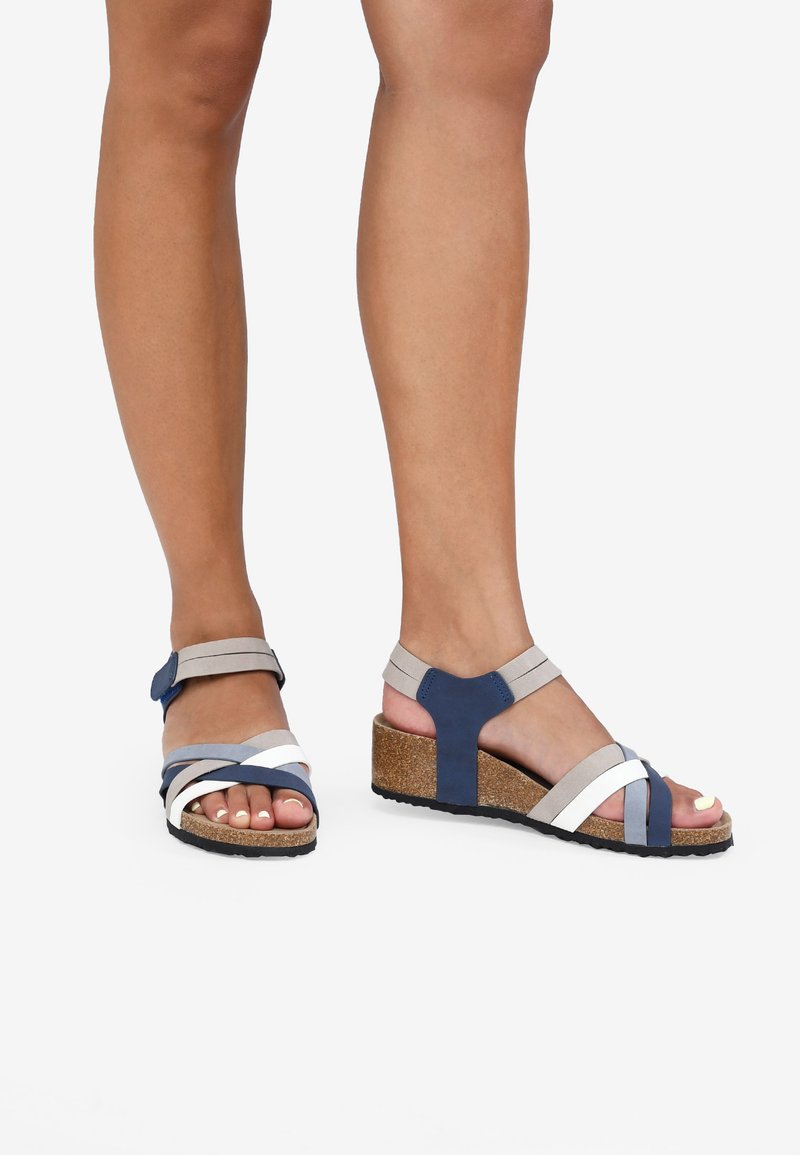 Bosanova CON DE CORCHO - Sandalias de cuña - azul