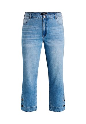 Zizzi, KURZE KIANA JEANS MIT GERADER PASSFORM UND KNOPFDETAILS - Jean droit - blau