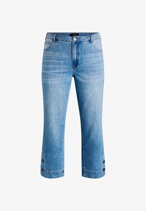 Zizzi, KURZE KIANA JEANS MIT GERADER PASSFORM UND KNOPFDETAILS - Straight leg jeans - blau