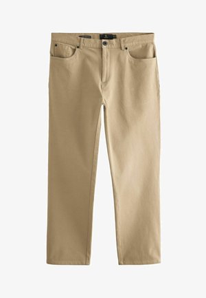 Beige katoen chino's met een recht silhouet, voorzien van zijzakken, een ritsgulp en een textiellabel op de tailleband.