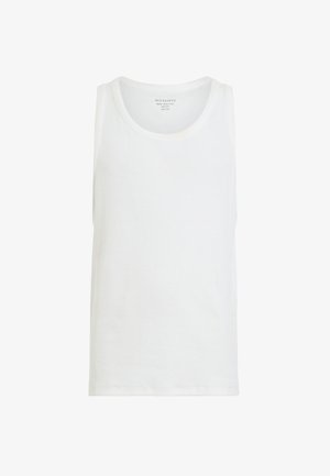 Hvid bomulds tanktop med rund halsudskæring og uden ærmer. Glat tekstur og enkelt design med en lige kant og minimal branding.