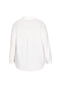 Witte linnen overhemd met een rugdeel, lange mouwen en een ontspannen pasvorm. Beschikt over een puntige kraag en opgerolde mouwen voor een casual ontwerp.