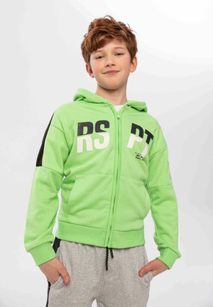 ZIP THRU HOODIE WITH PRINT - Športna jopa s kapuco na zadrgo - neon green black