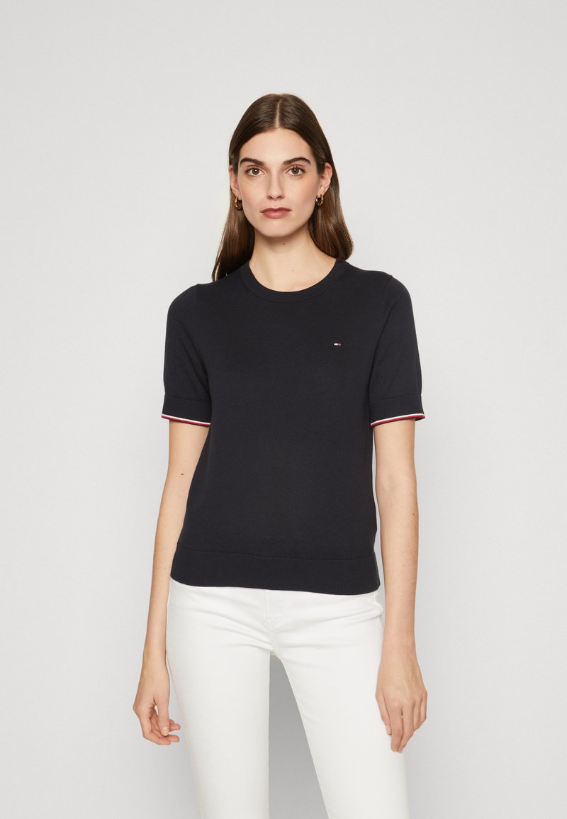 Tommy Hilfiger SHORT SLEEVE KNIT - Paprasti marškinėliai - desert sky